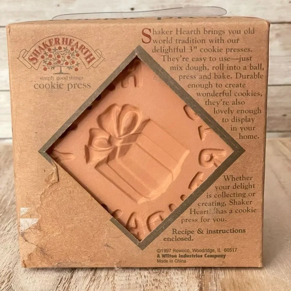 NIB Vintage 1997 Shaker Hearth/ Wilton Cookie Press Mold Stamp Happy Birthday
